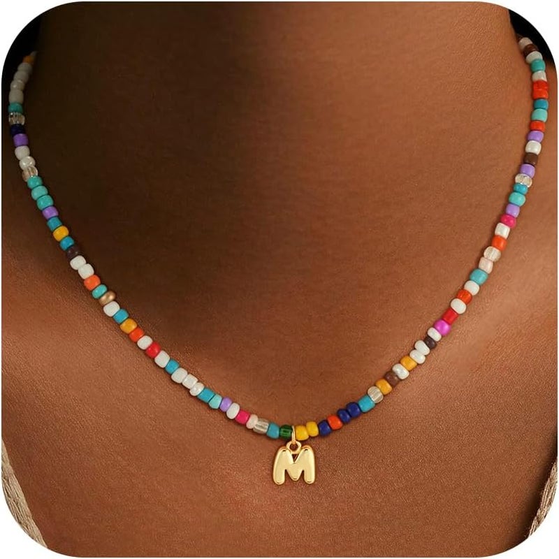 Treasure Bender Valentines Day Gifts for Kids Classroom - Colorful Beaded Initial Necklace for Girls Kids Women Teen Girl Gift Trendy Stuff Birthday Gift for 5 6 7 8 9 10 Year Old Girl Jewelry - Image 1
